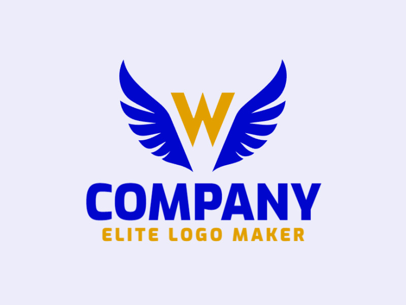 A simple logo featuring a 'W' with wings, blending dark blue and dark yellow for a striking appeal.