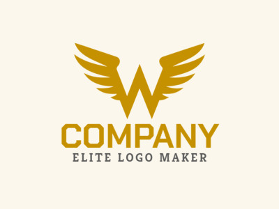 Um logotipo simétrico apresentando um 'W' com asas, exalando criatividade e sofisticação.