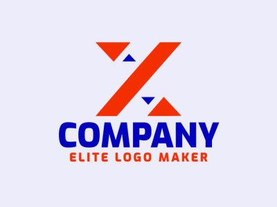 Um design de logo minimalista exibindo a letra 'X' com uma cativante mistura de tons azul e laranja.