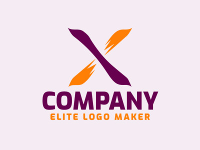 Um logotipo de letra inicial apresentando a letra 'X' em uma mistura de laranja e roxo, exalando uma estética moderna e vibrante.