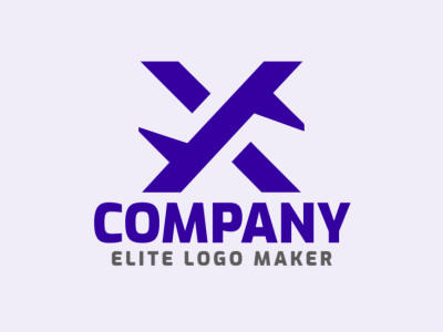 Um logo elegante e minimalista com a letra 'X', projetado com linhas limpas e elegância em tons de azul escuro.