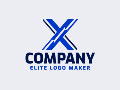 Um logo minimalista apresentando a letra 'X', misturando simplicidade e sofisticação em tons de azul e azul escuro.