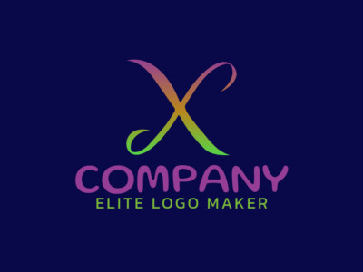 A customizable, creative, and distinguished logo design featuring a gradient letter "X" in green, purple, and yellow.