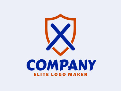 Un logotipo minimalista interesante con la letra 'X' combinada con un escudo medieval, diseñado con líneas limpias para crear una excelente y moderna identidad visual.