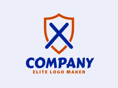 Un logotipo minimalista interesante con la letra 'X' combinada con un escudo medieval, diseñado con líneas limpias para crear una excelente y moderna identidad visual.