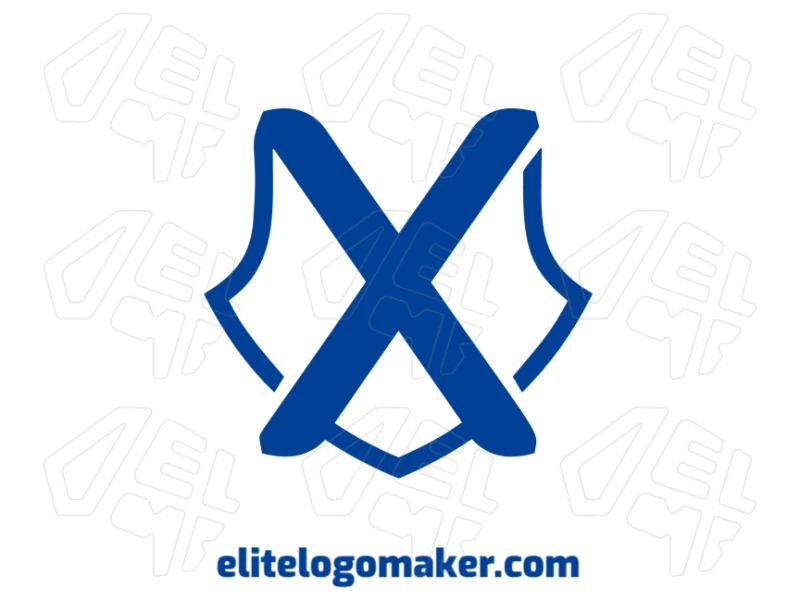 Un logo creativo en estilo emblema con la letra "X" combinada con un diseño de escudo, fusionando estética moderna con un aspecto fuerte y protector.