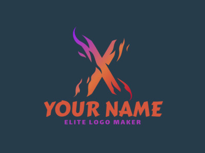 A striking gradient logo template featuring the letter 'X' intertwined with flames, creating a beautiful and noticeable design.