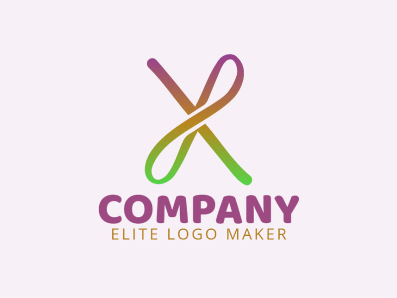 Un diseño de logotipo dinámico y personalizable con una 'X' en degradado entrelazada con un lazo de regalo, simbolizando versatilidad y creatividad.