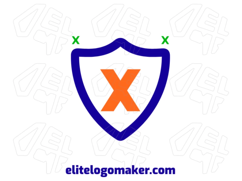 Un logo creativo con la letra "X" dentro de un escudo simple, diseñado en estilo minimalista para una identidad visual elegante y moderna.