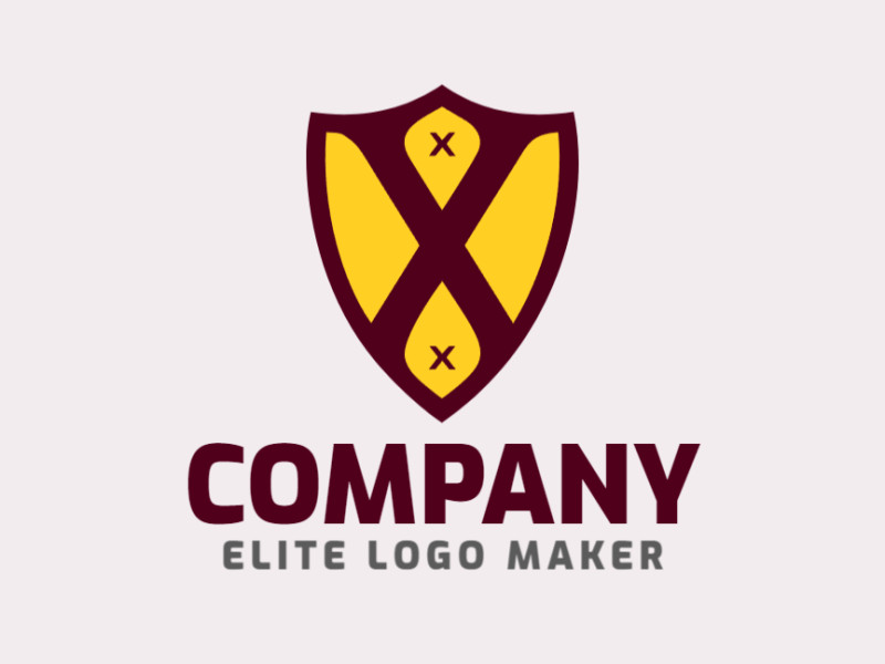 Um modelo de logotipo em estilo emblema com a letra 'X' dentro de um escudo simples, criando um design atraente e atemporal para marcas.