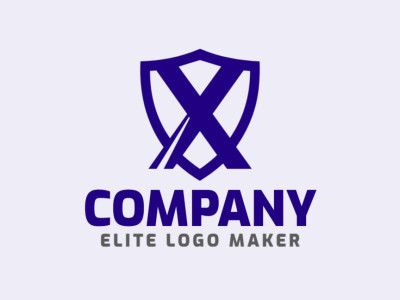 A powerful logo featuring a letter 'X' integrated with a shield in dark blue, symbolizing strength and security.