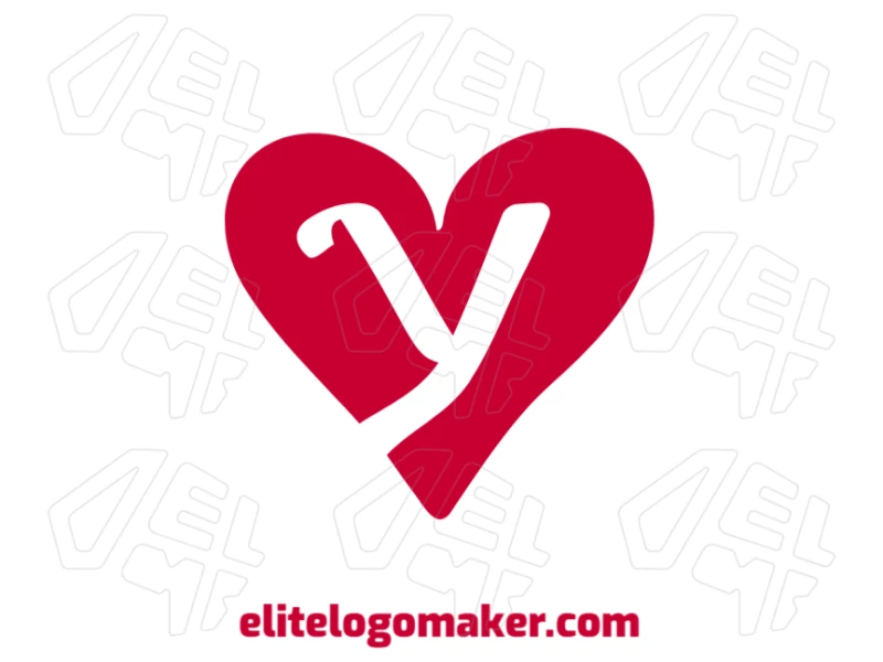 A minimalist logo template combining the letter "Y" with a red heart, creating a simple yet striking design.