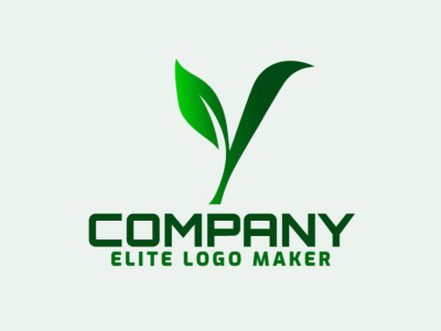 A perfect and original minimalist logo featuring the letter 'Y' combined with a leaf in green, ideal for a fresh concept.