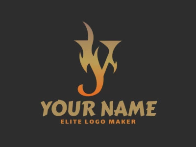 Un logotipo degradado distinguido con una letra 'Y' en llamas, combinando naranja y amarillo oscuro para una marca comercial notable.