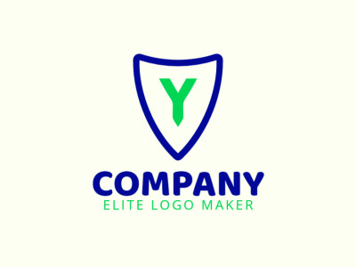A refined company logo featuring a minimalist green and blue shield with the letter "Y" at its core, embodying elegance and simplicity.