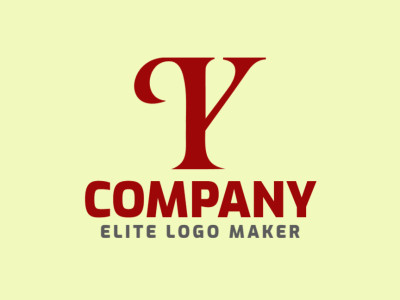 Um design de logotipo de letra inicial ousado, exibindo a letra "Y" em um marcante tom vermelho escuro, evocando força e elegância.