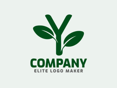 A minimalist logo featuring the letter 'Y' and two tree leaves, elegantly designed in green, symbolizing nature and harmony.