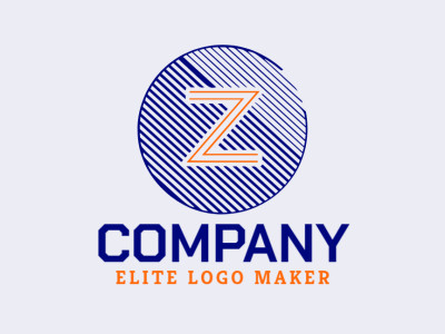 Um design de logotipo intrigante da letra "Z", composto por linhas dinâmicas em laranja e azul escuro.
