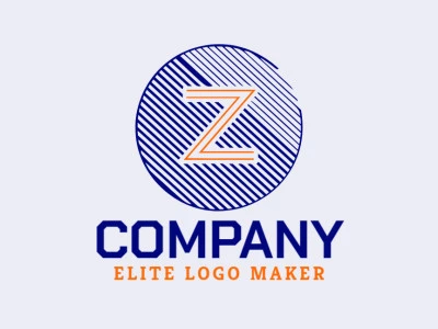 Un diseño de logotipo intrigante de la letra "Z", compuesto con líneas dinámicas en naranja y azul oscuro.