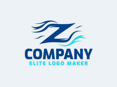 Un logotipo abstracto y sofisticado con la letra 'Z' en un diseño elegante y moderno con tonos vibrantes de azul.