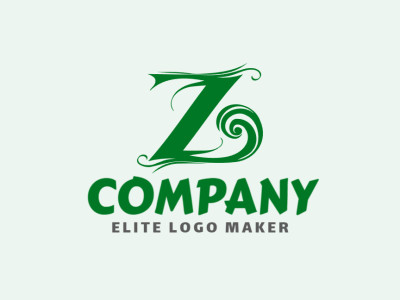 An ornamental 'Z' letter logo design, radiating sophistication and elegance in lush green hues.