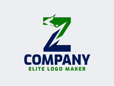 Un logotipo minimalista con la letra 'Z' combinada inteligentemente con una flecha, con una paleta refrescante de verde y azul.