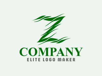 Um elegante design de letra inicial apresentando a letra Z, exalando sofisticação e estilo em um tom profundo de verde escuro.