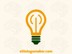 Simple logo composed of abstract shapes forming a light bulb with yellow and dark green colors.