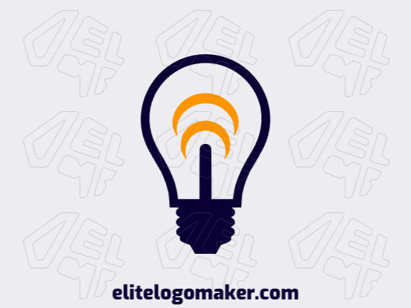 A sophisticated logo in the shape of a light bulb with a sleek minimalist style, featuring a captivating yellow and dark blue color palette.