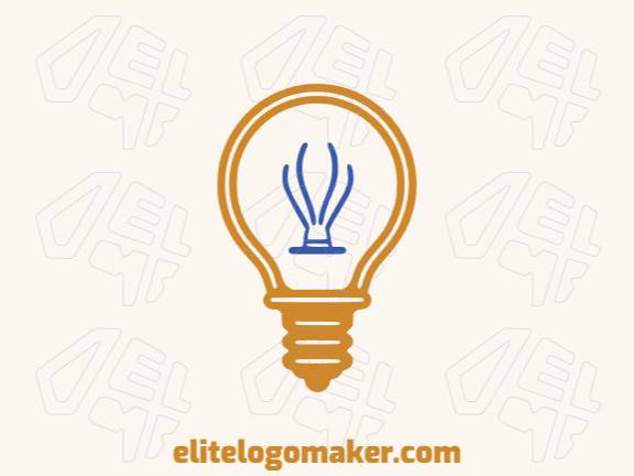 Create a vector logo for your company in the shape of a light bulb with an abstract style, the colors used were dark blue and dark yellow.