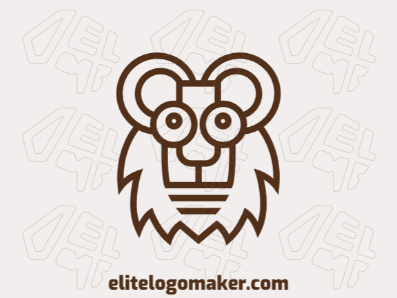 Logotipo profissional com a forma de um leão com estilo monoline, a cor utilizada foi marrom.