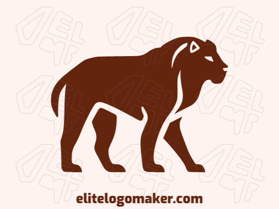 Customizable logo in the shape of a lion with an abstract style, the color used was brown.