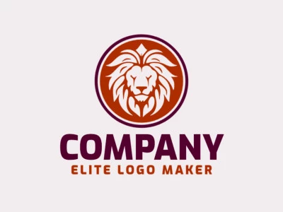 Logo template for sale in the shape of a lion, the colors used were red and dark red.