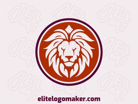 Logo template for sale in the shape of a lion, the colors used were red and dark red.