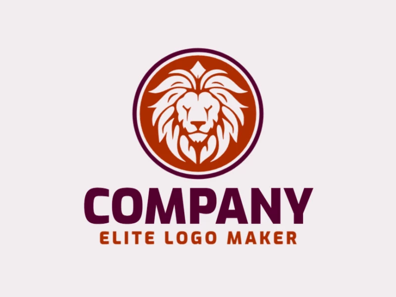 Logo template for sale in the shape of a lion, the colors used were red and dark red.