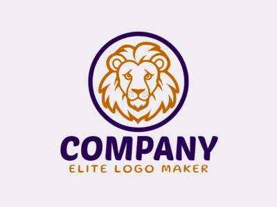 Logotipo profesional en forma de un león con diseño creativo y estilo circular.