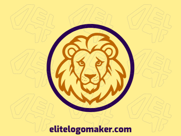 Logotipo profissional com a forma de um leão com design criativo e estilo circular.