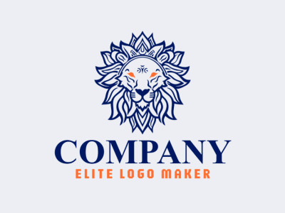 Un majestuoso diseño de logo con un emblema de león simétricamente elaborado, que irradia poder y elegancia.