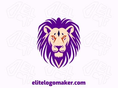 A majestic lion silhouette, adorned with hues of red, purple, and beige, symbolizing strength and nobility.