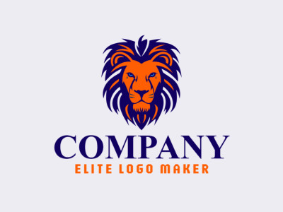 A sophisticated and creative illustrative logo featuring a prominent lion, blending orange and dark blue to represent strength and professionalism.