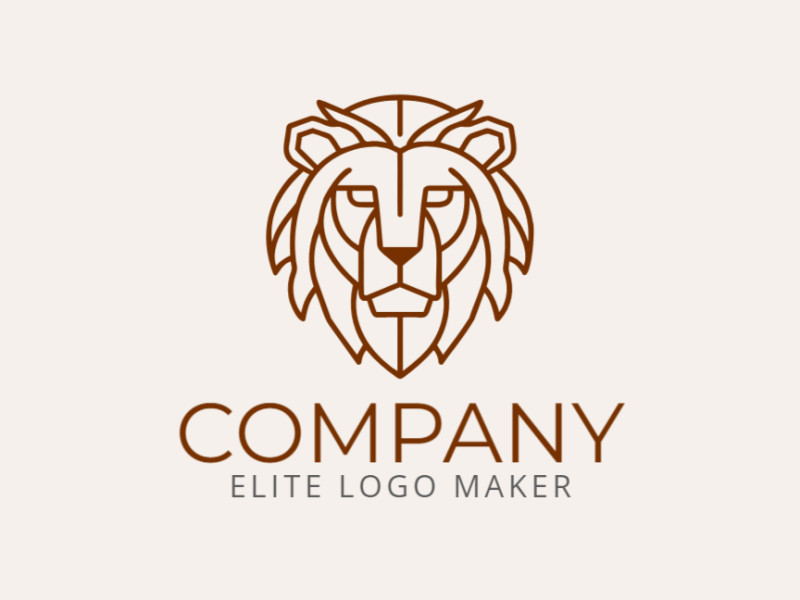 Un logotipo majestuoso de estilo monolineal que presenta un león, simbolizando fuerza y resiliencia en un diseño elegante y minimalista.