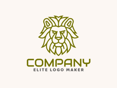 A monoline logo featuring a lion, created with green accents, representing strength and nature.