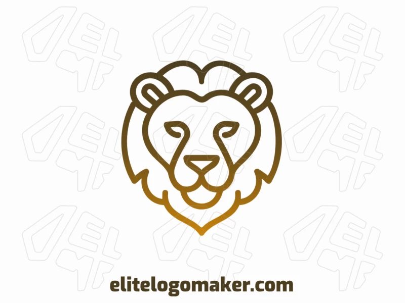 Un logotipo notable y moderno con un león en estilo monoline con degradado, ofreciendo una identidad creativa e impactante.