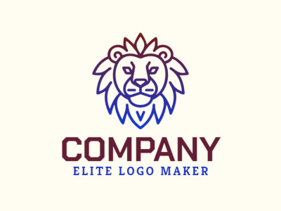 A refined lion logo in a sleek monoline style with a gradient effect, blending blue and brown hues seamlessly.