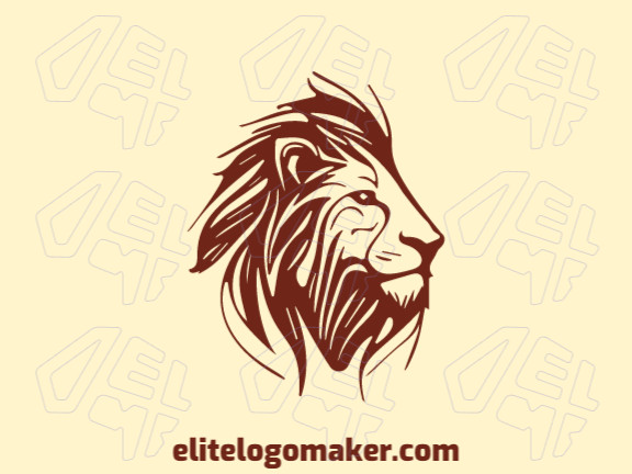 Animal logo created with abstract shapes forming a lion with the color brown.