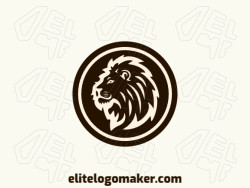 The circular logo showcases a majestic lion at its center, exuding power and grace. The earthy brown and beige color palette adds a touch of natural elegance to the design.