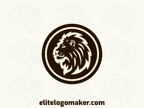 The circular logo showcases a majestic lion at its center, exuding power and grace. The earthy brown and beige color palette adds a touch of natural elegance to the design.