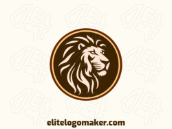 This circular logo showcases a lion in captivating shades of brown, yellow, and beige. Its regal design symbolizes leadership and strength, making it an ideal choice for brands that aspire to command attention.