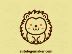 Professional logo in the shape of a lion cub with an abstract style, the colors used were brown and orange.