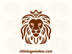 A symmetric logo with a majestic lion head in brown and orange, made to lend a strong, proud feeling to any brand.